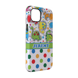 Dinosaur Print & Dots iPhone Case - Rubber Lined - iPhone 14 (Personalized)