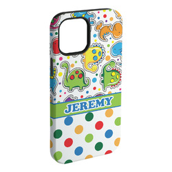 Dinosaur Print & Dots iPhone Case - Rubber Lined - iPhone 15 Pro Max (Personalized)