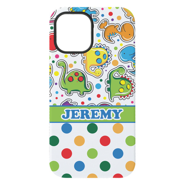 Dinosaur Print & Dots iPhone 15 Pro Max Tough Case - Back