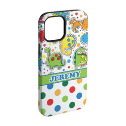 Dinosaur Print & Dots iPhone Case - Rubber Lined - iPhone 15 Pro (Personalized)