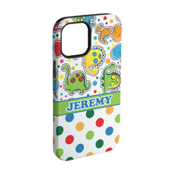Dinosaur Print & Dots iPhone Case - Rubber Lined - iPhone 15 (Personalized)