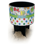 Dinosaur Print & Dots Black Beach Spiker Drink Holder (Personalized)