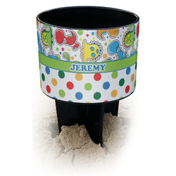 Dinosaur Print & Dots Black Beach Spiker Drink Holder (Personalized)