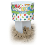 Dinosaur Print & Dots White Beach Spiker Drink Holder (Personalized)