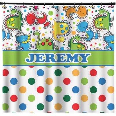 Dinosaur Print & Dots Shower Curtain (Personalized)