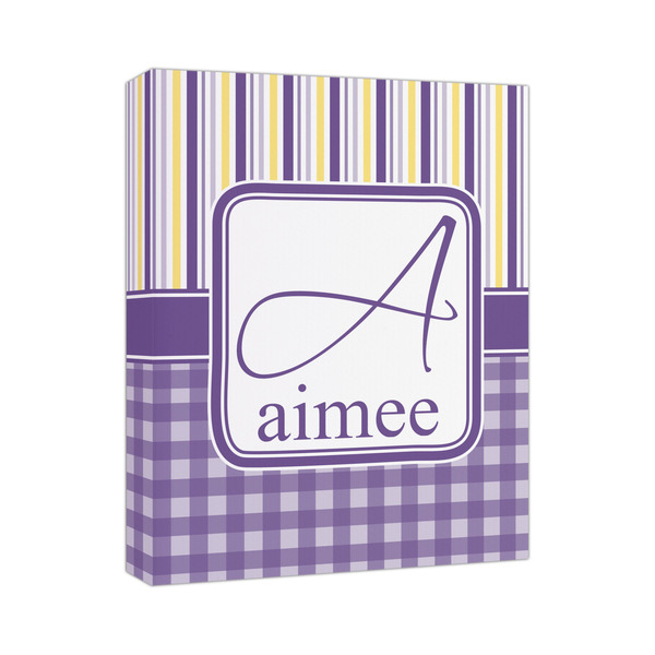 Custom Purple Gingham & Stripe Canvas Print (Personalized)
