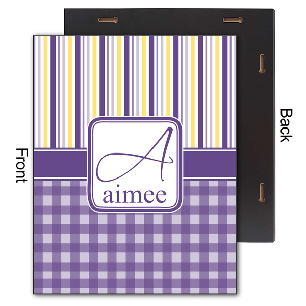 Purple Gingham & Stripe 11x14 Wood Print - Front & Back View