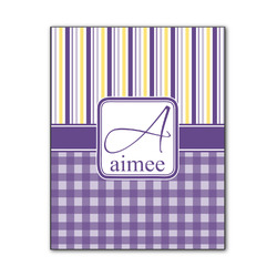 Purple Gingham & Stripe Wood Print - 11x14 (Personalized)