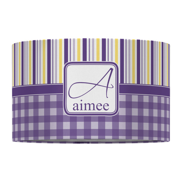 Purple Gingham & Stripe 12" Drum Lampshade - FRONT (Fabric)