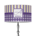 Purple Gingham & Stripe 12" Drum Lamp Shade - Poly-film (Personalized)