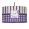 Purple Gingham & Stripe 12" Drum Pendant Lamp - Fabric (Personalized)