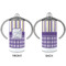 Purple Gingham & Stripe 12 oz Stainless Steel Sippy Cups - APPROVAL