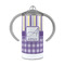 Purple Gingham & Stripe 12 oz Stainless Steel Sippy Cups - FRONT