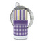 Purple Gingham & Stripe 12 oz Stainless Steel Sippy Cups - FULL (back angle)