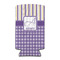 Purple Gingham & Stripe 12oz Tall Can Sleeve - FRONT