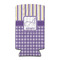 Purple Gingham & Stripe Can Cooler (tall 12 oz) (Personalized)
