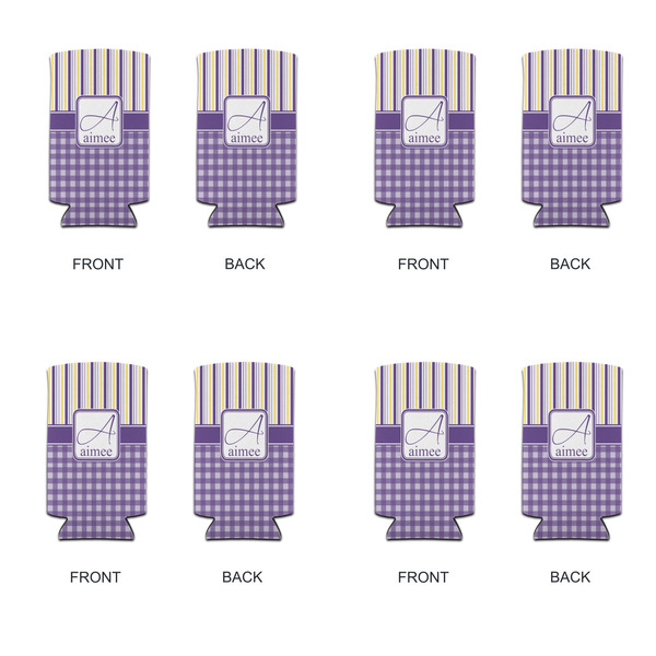 Purple Gingham & Stripe 12oz Tall Can Sleeve - Set of 4 - APPROVAL