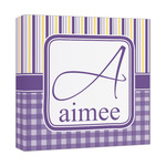 Purple Gingham & Stripe Canvas Print - 12x12 (Personalized)