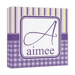 Purple Gingham & Stripe Canvas Print - 12x12 (Personalized)