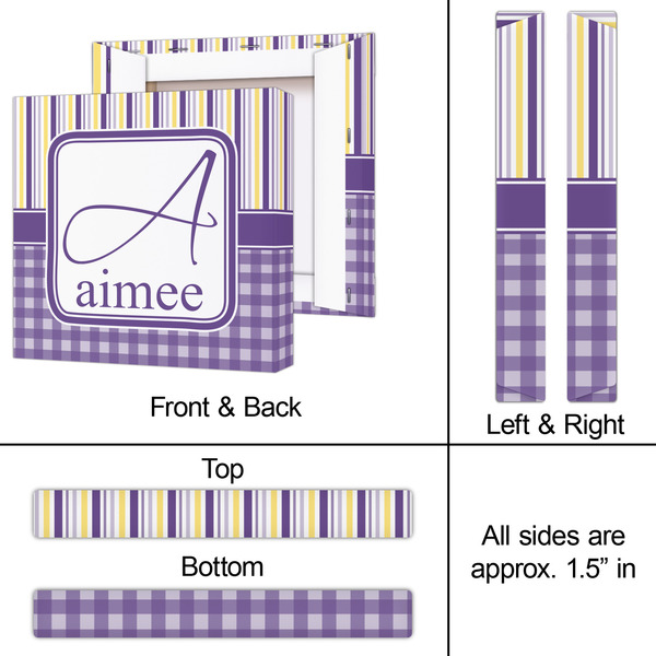 Purple Gingham & Stripe 12x12 - Canvas Print - Approval