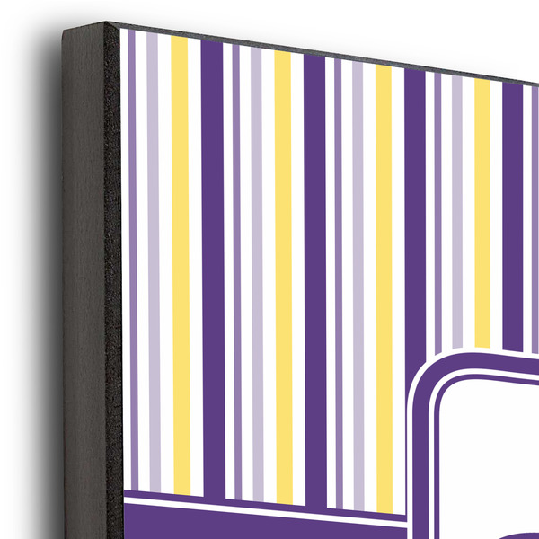 Purple Gingham & Stripe 12x12 Wood Print - Closeup