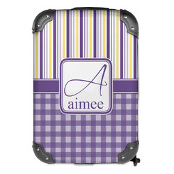 Purple Gingham & Stripe Kids Hard Shell Backpack (Personalized)
