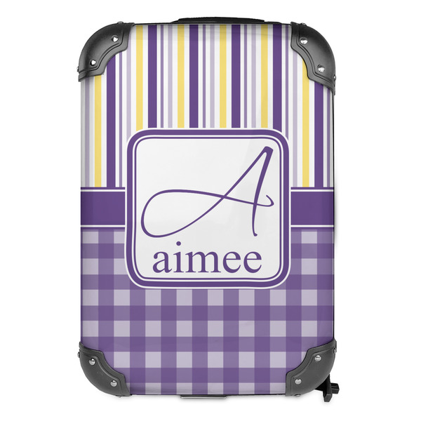 Purple Gingham & Stripe 13" Hard Shell Backpacks - FRONT