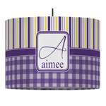 Purple Gingham & Stripe Drum Pendant Lamp (Personalized)