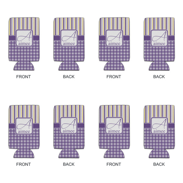 Purple Gingham & Stripe 16oz Can Sleeve - Set of 4 - APPROVAL