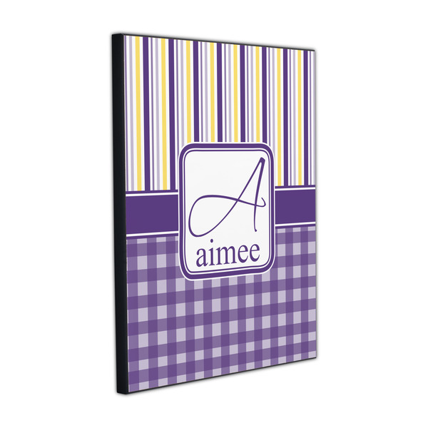 Custom Purple Gingham & Stripe Wood Prints (Personalized)