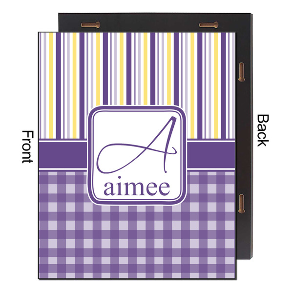 Purple Gingham & Stripe 16x20 Wood Print - Front & Back View