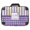 Purple Gingham & Stripe 18" Laptop Briefcase - FRONT
