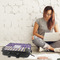 Purple Gingham & Stripe 18" Laptop Briefcase - LIFESTYLE