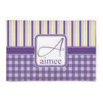 Purple Gingham & Stripe Patio Rug (Personalized)