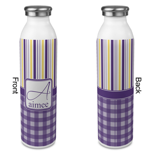 Purple Gingham & Stripe 20oz Water Bottles - Full Print - Approval