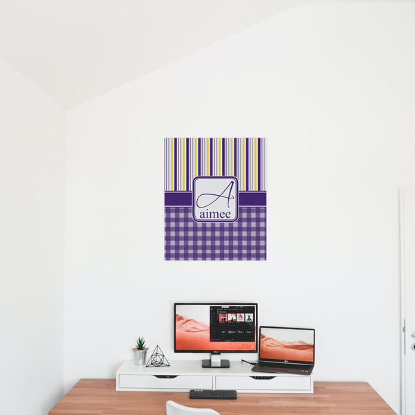 Purple Gingham & Stripe 20x24 - Matte Poster - On the Wall