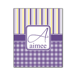 Purple Gingham & Stripe Wood Print - 20x24 (Personalized)