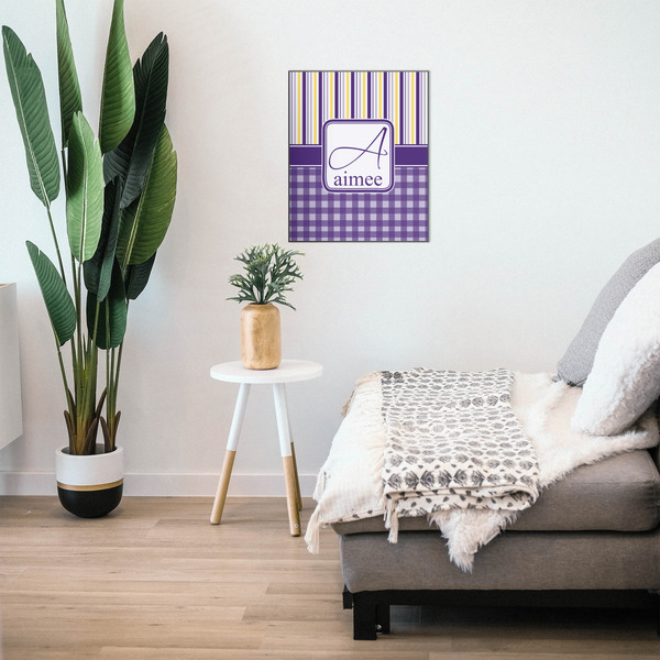 Purple Gingham & Stripe 20x24 Wood Print - In Context
