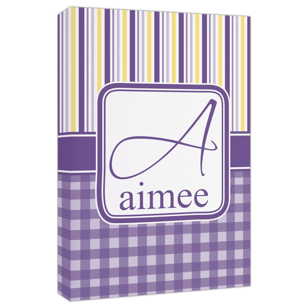 Custom Purple Gingham & Stripe Canvas Print - 20x30 (Personalized)