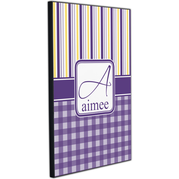 Purple Gingham & Stripe 20x30 Wood Print - Angle View