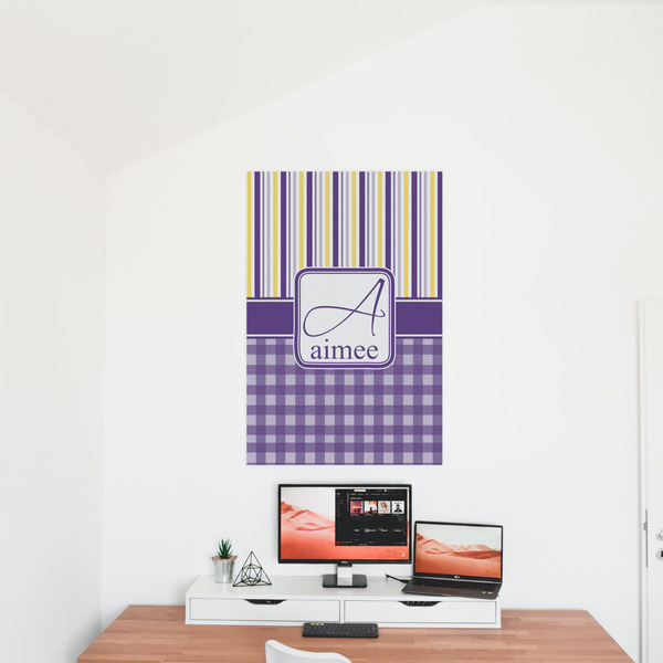 Purple Gingham & Stripe 24x36 - Matte Poster - On the Wall
