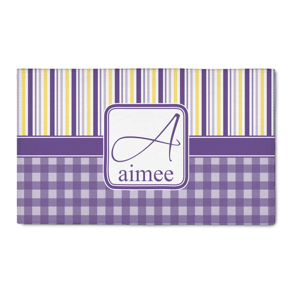 Custom Purple Gingham & Stripe 3' x 5' Indoor Area Rug (Personalized)