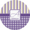 Purple Gingham & Stripe Multipurpose Round Labels - 4" (Personalized)