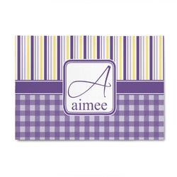 Purple Gingham & Stripe 4' x 6' Patio Rug (Personalized)