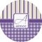 Purple Gingham & Stripe Multipurpose Round Labels - 5" (Personalized)