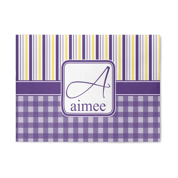 Custom Purple Gingham & Stripe Area Rug (Personalized)