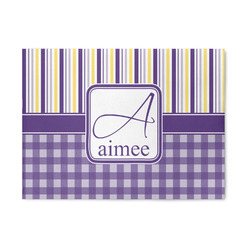 Purple Gingham & Stripe 5' x 7' Patio Rug (Personalized)