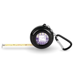 Purple Gingham & Stripe Pocket Tape Measure - 6 Ft w/ Carabiner Clip (Personalized)