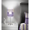 Purple Gingham & Stripe 7 inch drum lamp shade - in room