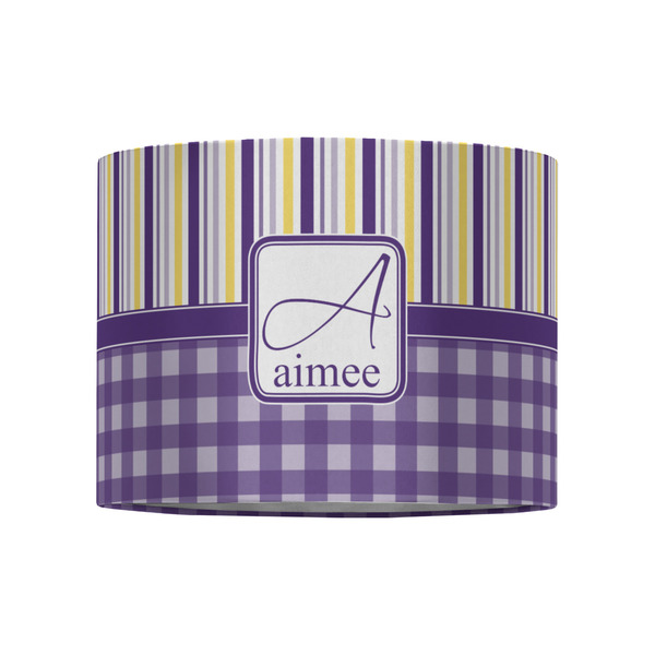 Purple Gingham & Stripe 8" Drum Lampshade - FRONT (Fabric)